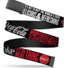 Web Belt Clamp Buckle - Coca-Cola ENJOY COKE IT'S THE REAL THING Kiss Black/White/Red Webbing