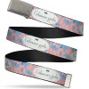 Web Belt Clasp Buckle - GILMORE GIRLS Title Logo and Dragon Flies Scattered Pink/White/Blues Webbing