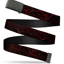 Web Belt Clasp Buckle - Marble Black/Red Webbing
