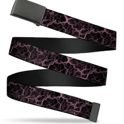 Web Belt Clasp Buckle - Marble Black/Baby Pink Webbing