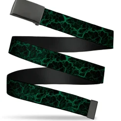 Web Belt Clasp Buckle - Marble Black/Green Webbing