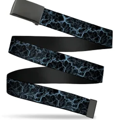 Web Belt Clasp Buckle - Marble Black/Baby Blue Webbing