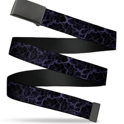 Web Belt Clasp Buckle - Marble Black/Purple Webbing