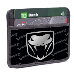 Weekend Wallet - Dodge Viper Logo w Text Black Gray Silver-Fade