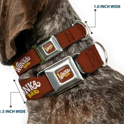 Willy Wonka and the Chocolate Factory WONKA BAR Logo Full Color Brown/Yellow/White Seatbelt Buckle Collar - Willy Wonka and the Chocolate Factory WONKA BAR Logo Brown/Yellow/White