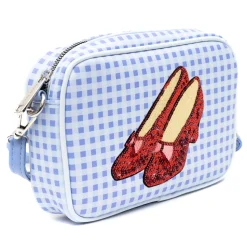 Wizard of Oz Bag, Cross Body, The Wizard of Oz Dorothy Sequined Ruby Slippers with Toto Pose, Blue, Vegan Leather