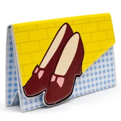 Wizard of Oz Wallet, Fold Over, Dorothys Ruby Slippers with Bricks and Checkers, Vegan Leather