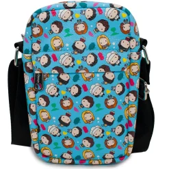 Women's Crossbody Wallet - Friends Chibi Character Kids and Icons Scattered Blue