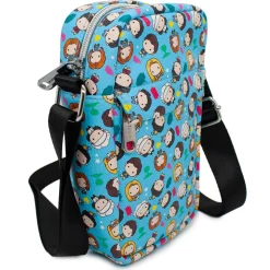 Women's Crossbody Wallet - Friends Chibi Character Kids and Icons Scattered Blue