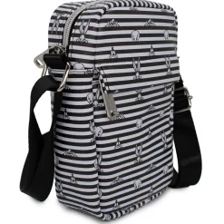 Women's Crossbody Wallet - Looney Tunes 4-Character Eyes Stripe White Black