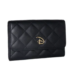Women's Fold Over Wallet Rectangle Quilted PU - Disney Signature D Logo Gold Enamel