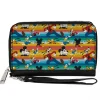 Women's PU Zip Around Wallet Rectangle - Disney Mickey and Friends Fab Four Stripes Multi Color