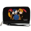 Women's PU Zip Around Wallet Rectangle - Friends Umbrella Group Poses Silhouette I'LL BE THERE FOR YOU Black White