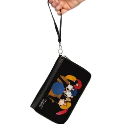 Women's PU Zip Around Wallet Rectangle - Friends Umbrella Group Poses Silhouette I'LL BE THERE FOR YOU Black White