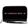Women's PU Zip Around Wallet Rectangle - LOVE IS LOVE Heart Black Rainbow