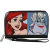 Women's PU Zip Around Wallet Rectangle - The Little Mermaid Ariel and Ursula Face Blocks