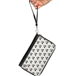 Women's PU Zip Around Wallet Rectangle - Mickey Mouse Smiling Expression All Over White