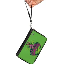 Women's PU Zip Around Wallet Rectangle - Shaggy Carrying Scooby-Doo THRILLER MYSTERY Ghost Greens