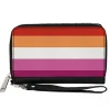 Women's PU Zip Around Wallet Rectangle - Flag Lesbian Five Stripe Oranges White Pinks