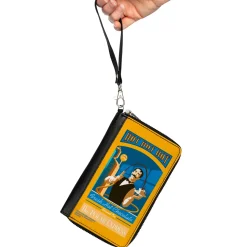 Women's PU Zip Around Wallet Rectangle - THE POLAR EXPRESS Hot Chocolate Waiter Yellows Blues Red