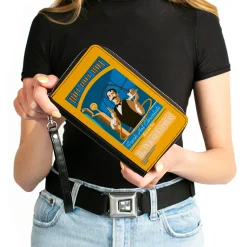 Women's PU Zip Around Wallet Rectangle - THE POLAR EXPRESS Hot Chocolate Waiter Yellows Blues Red