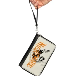 Women's PU Zip Around Wallet Rectangle - Nightmare Before Christmas Jack and Zero SEE YOU IN YOUR NIGHTMARE Pose White Black Orange
