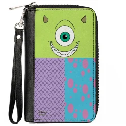Women's PU Zip Around Wallet Rectangle - Monsters 3-Character Bounding Blocks