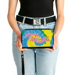 Women's PU Zip Around Wallet Rectangle - HAPPY THOUGHTS Tie Dye Blue Yellow White Pink