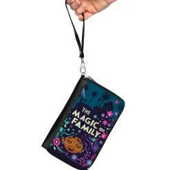 Women's PU Zip Around Wallet Rectangle - Encanto Mirabel THE MAGIC OF FAMILY Floral Collage Blues Purples