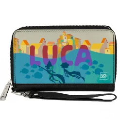 Women's PU Zip Around Wallet Rectangle - Luca and Alberto Sea Monster Seaside Silhouette Scene