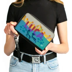 Women's PU Zip Around Wallet Rectangle - Luca and Alberto Sea Monster Seaside Silhouette Scene