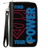 Women's PU Zip Around Wallet Rectangle - Superman Shield FIND YOUR POWER Black Red Blue