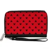 Women's PU Zip Around Wallet Rectangle - Mickey Mouse Head Silhouette Flip Red Black