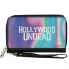 Women's PU Zip Around Wallet Rectangle - HOLLYWOOD UNDEAD Text Logo Aura White
