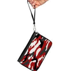 Women's PU Zip Around Wallet Rectangle - Camo Red Black Gray White
