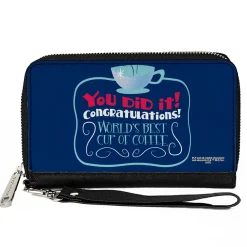 Women's PU Zip Around Wallet Rectangle - Elf Quote YOU DID IT! Coffee Quote Blue Red White