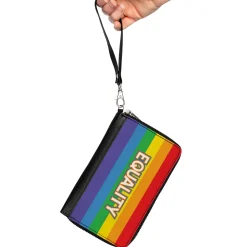 Women's PU Zip Around Wallet Rectangle - EQUALITY Stripe Rainbow White