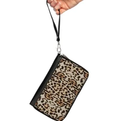 Women's PU Zip Around Wallet Rectangle - Cheetah Print Tan Browns