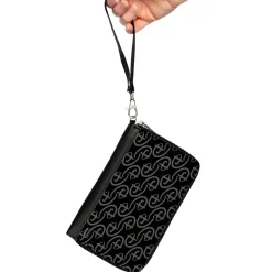 Women's PU Zip Around Wallet Rectangle - Disney Signature D Monogram Black Gray