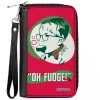 Women's PU Zip Around Wallet Rectangle - A Christmas Story Ralphie OH FUDGE! Soap Pose Red Greens White