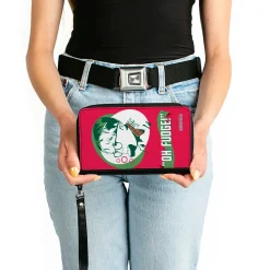 Women's PU Zip Around Wallet Rectangle - A Christmas Story Ralphie OH FUDGE! Soap Pose Red Greens White