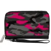 Women's PU Zip Around Wallet Rectangle - Camo Grays Pink
