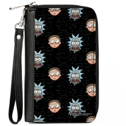 Women's PU Zip Around Wallet Rectangle - Rick and Morty Pixelverse Expressions in Space