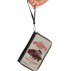 Women's PU Zip Around Wallet Rectangle - Harry Potter ALL ABOARD THE HOGWARTS EXPRESS Train Beige Reds