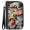 Women's PU Zip Around Wallet Rectangle - Batman and Gotham City Villains Torn Faces Graffiti Collage
