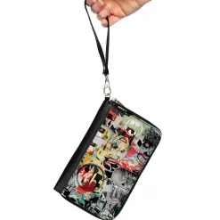 Women's PU Zip Around Wallet Rectangle - Batman and Gotham City Villains Torn Faces Graffiti Collage