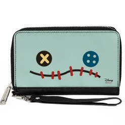 Women's PU Zip Around Wallet Rectangle - Lilo & Stitch Scrump Face CLOSE-UP
