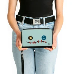Women's PU Zip Around Wallet Rectangle - Lilo & Stitch Scrump Face CLOSE-UP