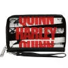 Women's PU Zip Around Wallet Rectangle - Birds of Prey HARLEY QUINN Bold Stars and Stripes Black White Red