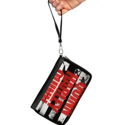 Women's PU Zip Around Wallet Rectangle - Birds of Prey HARLEY QUINN Bold Stars and Stripes Black White Red
